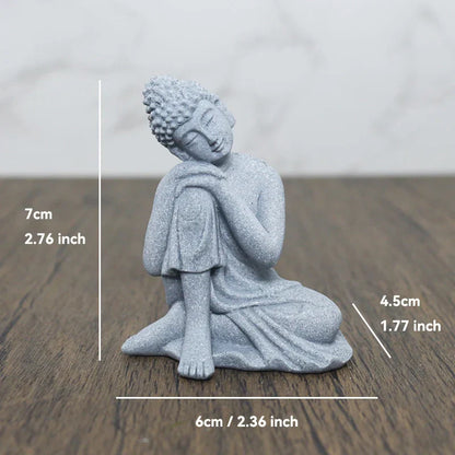 Skorter | Buddha Stone Statue Small Buddhist Monks Tibetan Buddhism Figures Zen Garden Ornament Meditation Home Aquarium Decoration