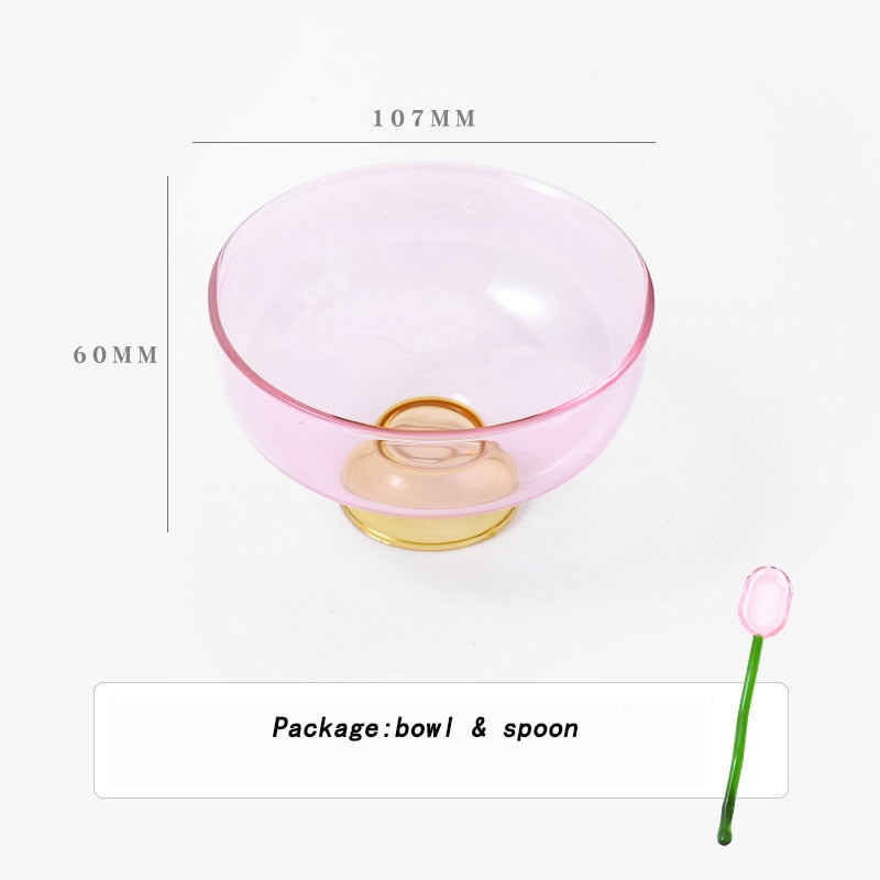 Skorter | Colorful borosilicate dessert bowl with spoon