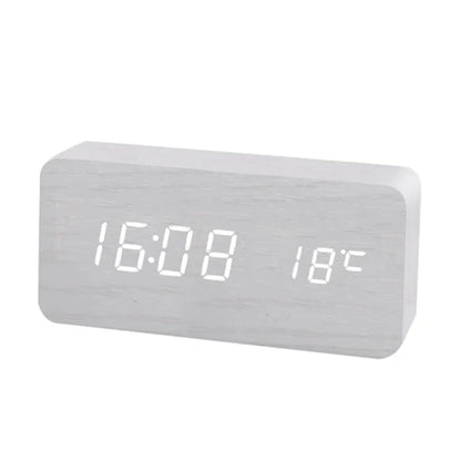 Skorter | EcoTime Wooden Digital Alarm Clock | LED Display | Modern Design | Silent | Eco-friendly