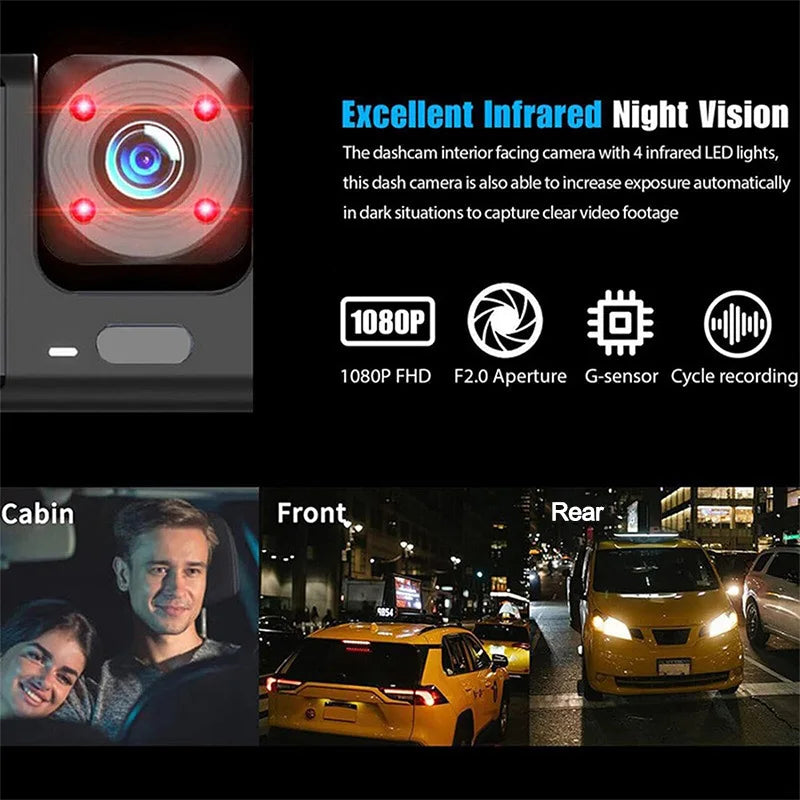 Skorter | 2/3-Channel 1080P Dash Cam with Front - Rear View - Car DVR - Video Recorder