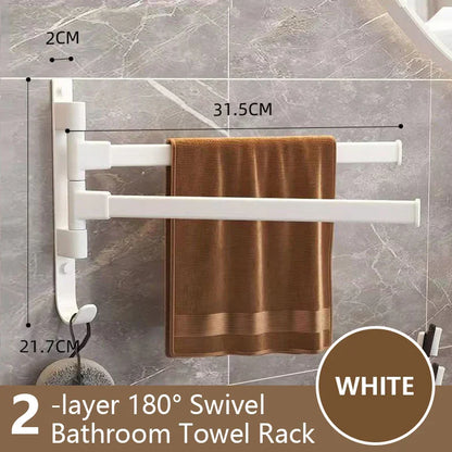 Skorter | Bathroom Towel Holder Rotatable Towel Rack Space Aluminum 1/2/3/4/5-Bar Towel Holder Kitchen Shelf Kitchen Hanging Shelf Wall Mounted