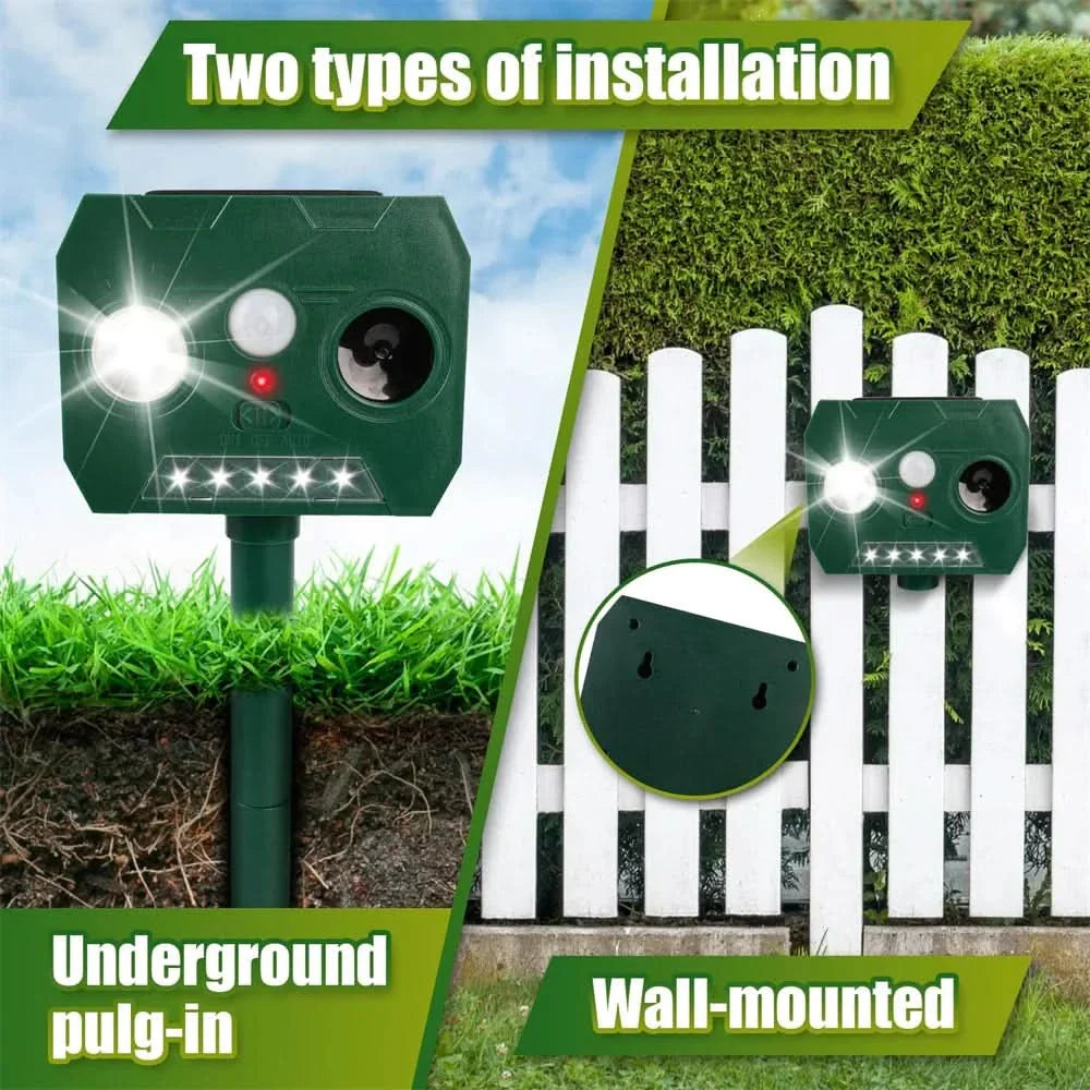 Skorter | ULTRAGUARD ANIMAL REPELLER – Ultrasonic Animal Repeller with LED Light – Weatherproof & Battery Operated for Garden & Outdoor Use