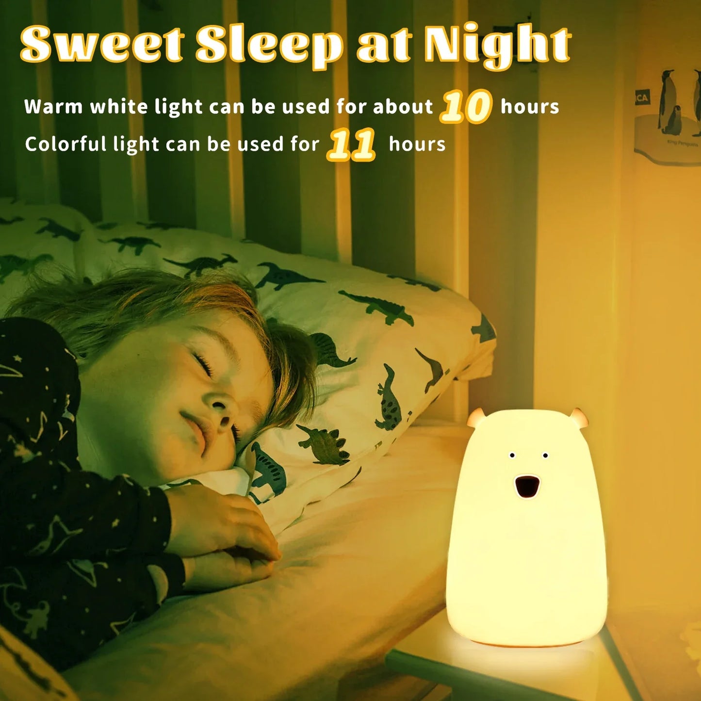 Skorter | Bjørn LED Night Lamp - Touch Sensor Bed Light for Children