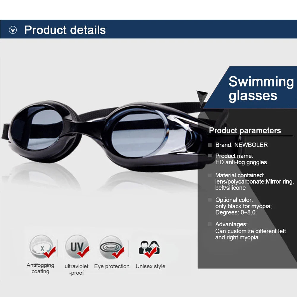 Skorter | Anti-fog UV Swimming Goggles with Silicone Diopters for Men & Women