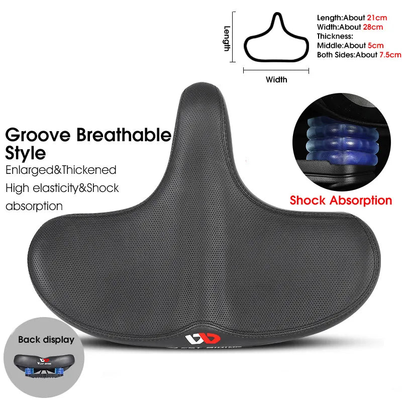 Skorter | Wide Ergonomic Bike Saddle – Comfortable Saddle with Shock Absorption for City and Mountain Bikes