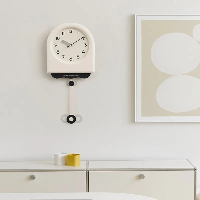 Skorter | Cream Pendulum - Korean Style Wall Clock with Modern Design