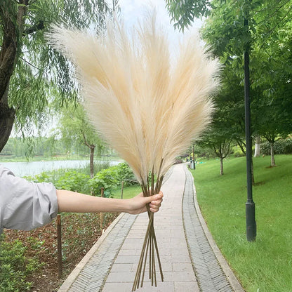 Skorter | 5 pieces 100 cm Artificial Pampas Grass Dried Flower Bouquet Wedding Party Decoration Home Room DIY Artificial Plants Decoration Supplies