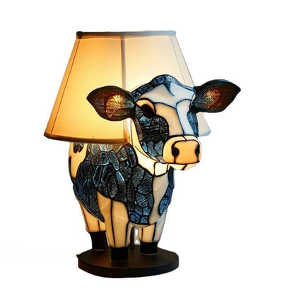 Skorter | 15cm Animal Resin Table Lamp with Stained Glass – Mermaid, Owl, Sea Turtle Design for Home Decor