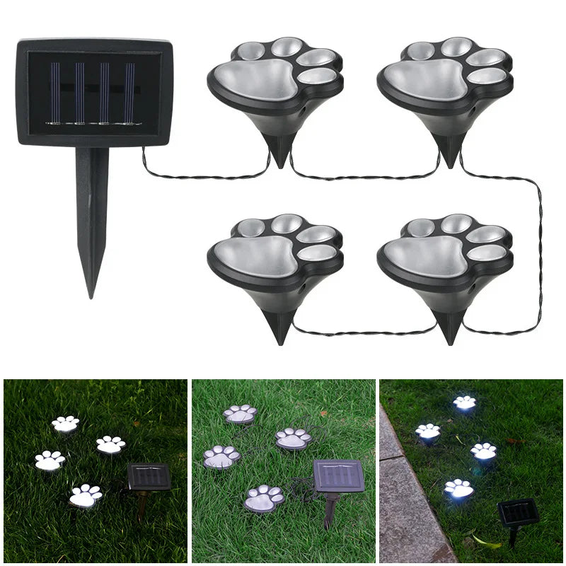 Skorter | Solar lamp in paw print design – LED garden lighting in multicolor for outdoor use