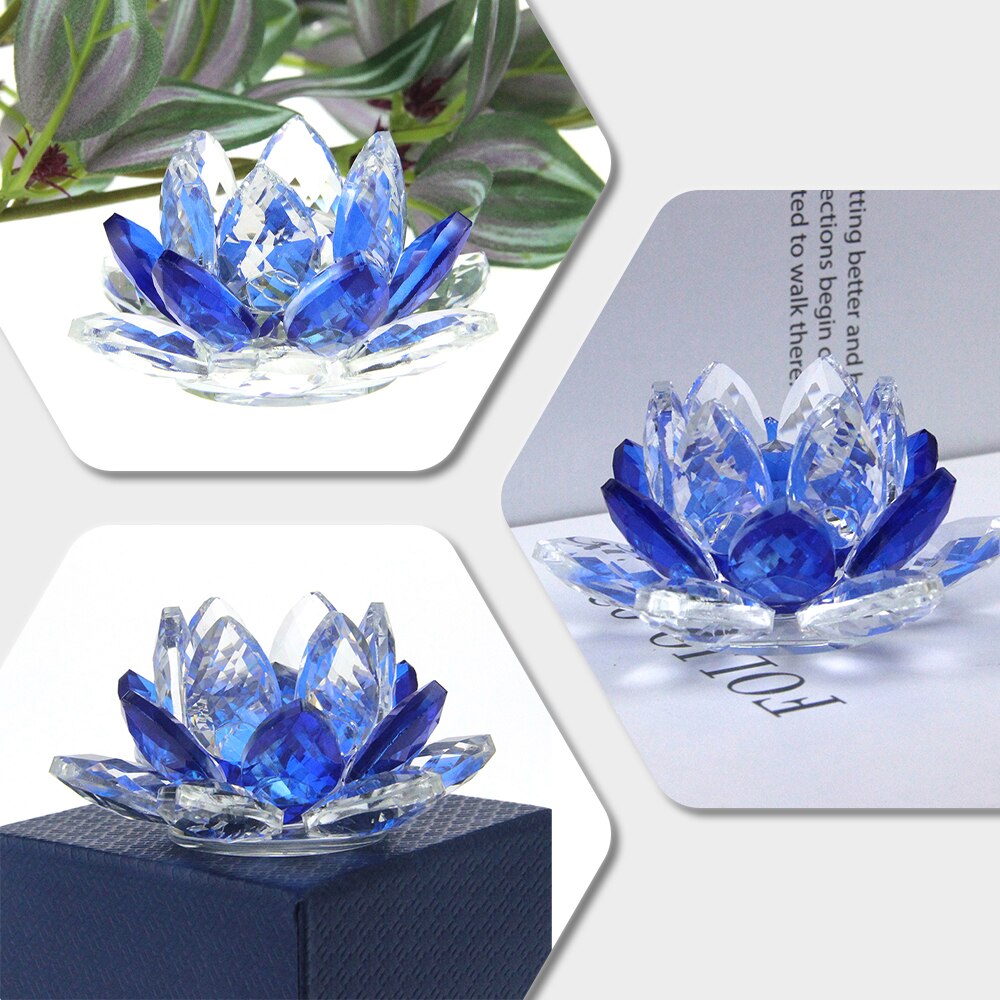 Skorter | Crystal Lotus Flower Craft Glass Paperweight Home Decoration Ornaments Figures Home Wedding Party Decor Gifts Souvenir
