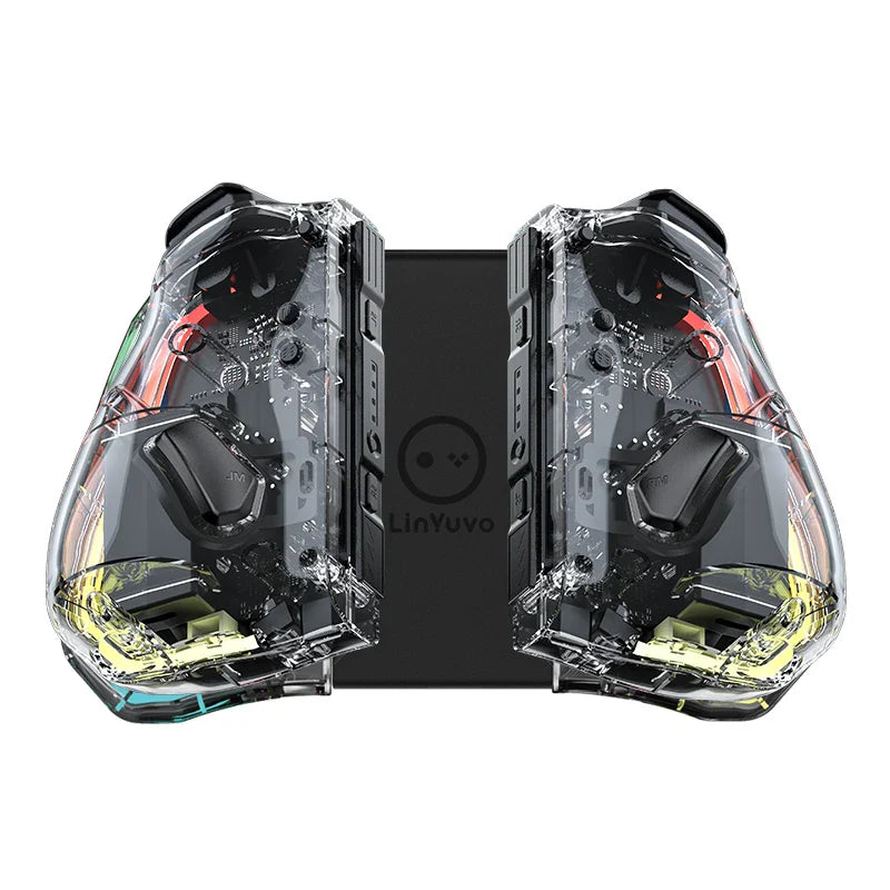 Skorter | Transparent Wireless Joypad with 8-Color LED - Turbo Function and Joystick Controller Switch/NS OLED Lite