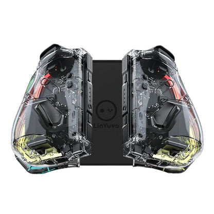 Skorter | Transparent Wireless Joypad with 8-Color LED - Turbo Function and Joystick Controller Switch/NS OLED Lite