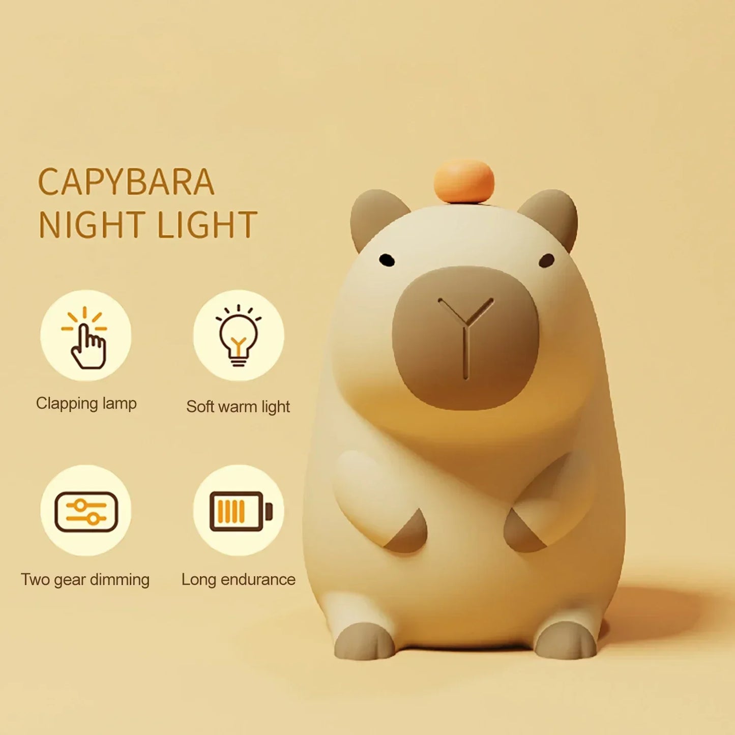 Skorter | Orange Capybara Night Lamp - LED Touch Sensor Lamp