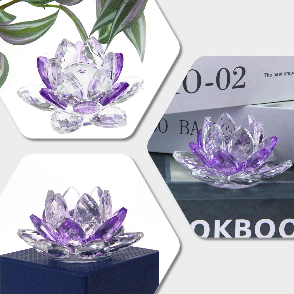 Skorter | Crystal Lotus Flower Craft Glass Paperweight Home Decoration Ornaments Figures Home Wedding Party Decor Gifts Souvenir