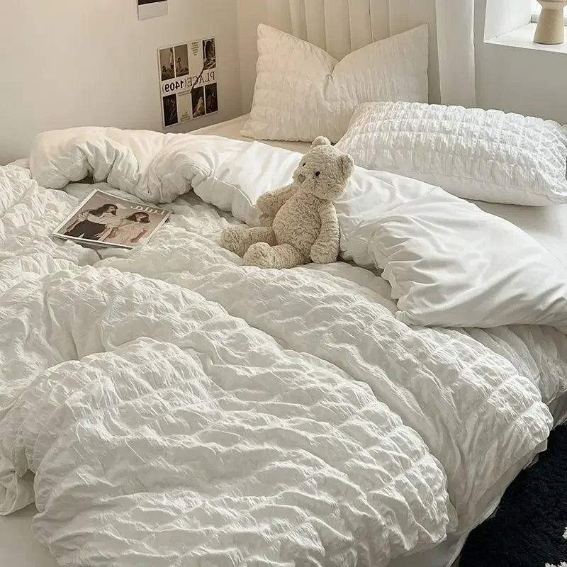 Skorter | ChicParis | Seersucker Bedding Set – Lightweight, Soft & Elegant French-Style Duvet Cover Set