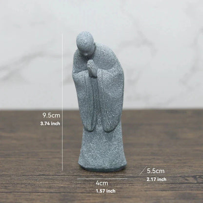 Skorter | Buddha Stone Statue Small Buddhist Monks Tibetan Buddhism Figures Zen Garden Ornament Meditation Home Aquarium Decoration