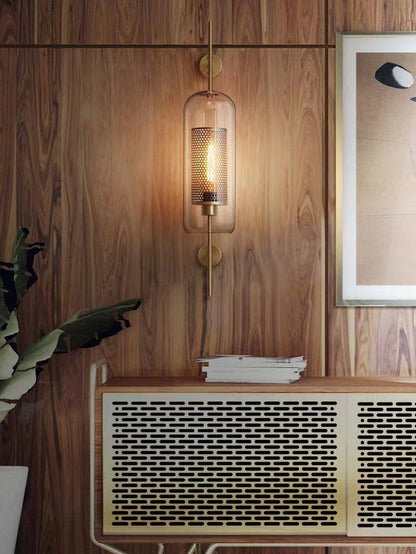 Thatcher - Modern Honeycomb Brass & Glass Wall Sconce