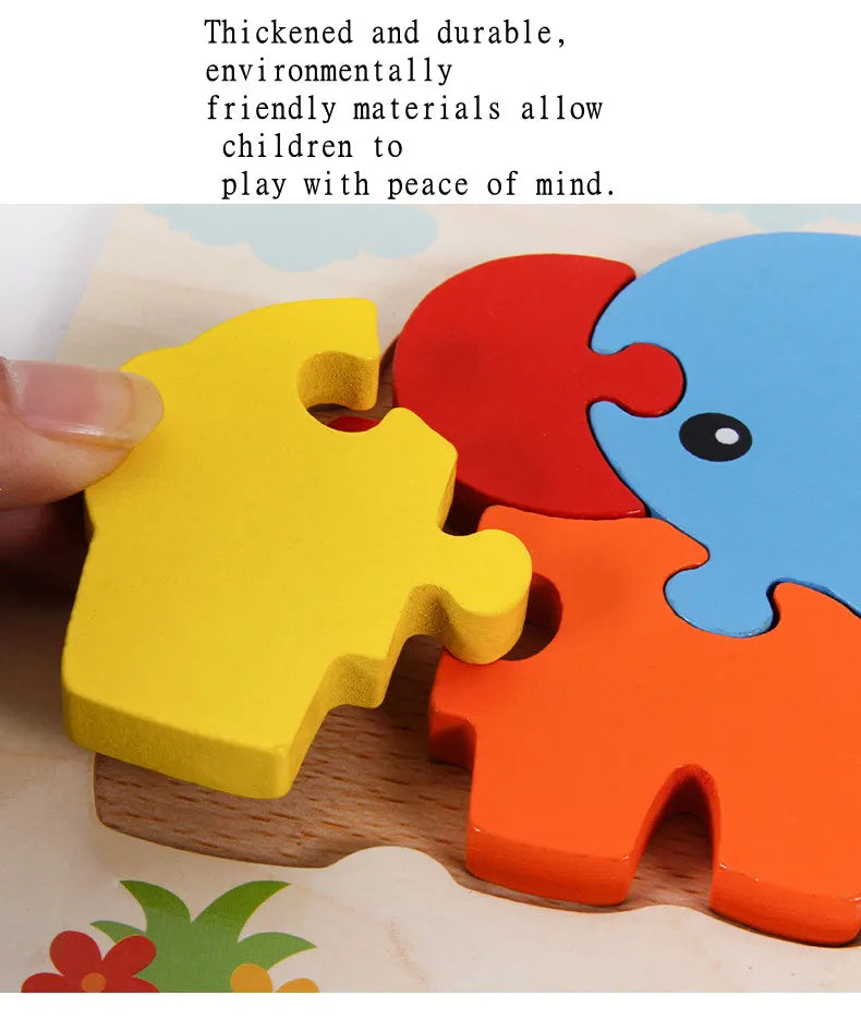Skorter | 3D Wood Cartoon Animal & Traffic Puzzle – Early Childhood Learning Toy