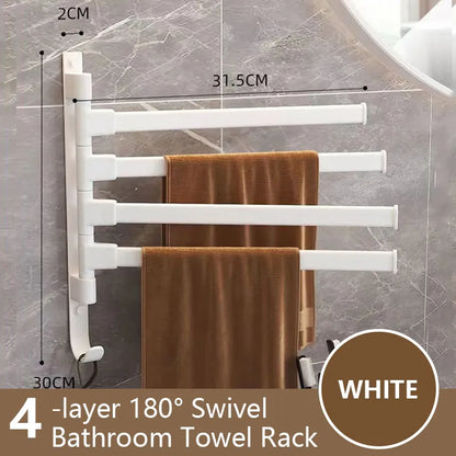 Skorter | Bathroom Towel Holder Rotatable Towel Rack Space Aluminum 1/2/3/4/5-Bar Towel Holder Kitchen Shelf Kitchen Hanging Shelf Wall Mounted