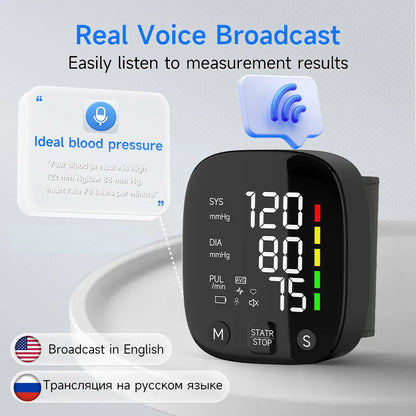 Skorter | Rechargeable LED Wrist Blood Pressure Monitor with Voice Function – HeartGuard