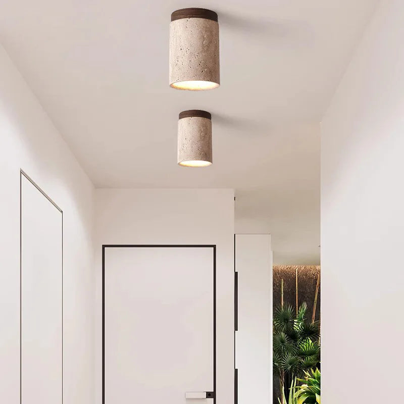 Skorter | LysSten – Built-in travertine chandelier for hallways and staircases