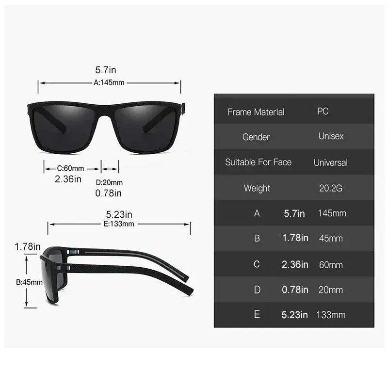 Skorter | Square Polarized Sunglasses UV Protection Lightweight Frame for Men & Women