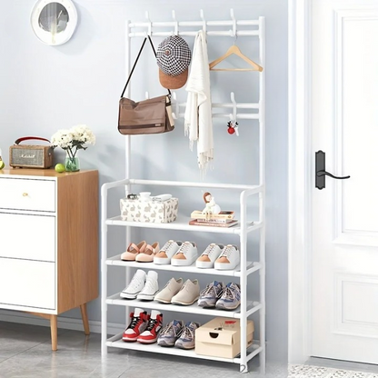 Skorter | Coat Rack with Shoe Storage Shelf Multi-Layer Steel Frame – EntryMate
