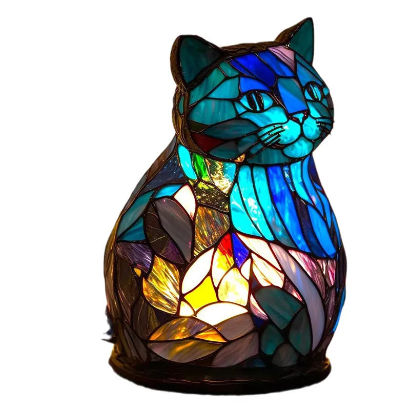 Skorter | 15cm Animal Resin Table Lamp with Stained Glass – Mermaid, Owl, Sea Turtle Design for Home Decor