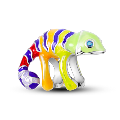 Skorter | 925 Silver Golden Leopard Charms Beads Colorful Chameleon Rhinoceros Lion Scarab Cat Pendant Compatible with Original Pandora Bracelet Jewelry