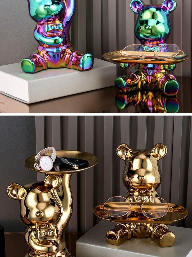 Skorter | Multifunctional Electroplated Bear Doll Shelf Piggy Bank