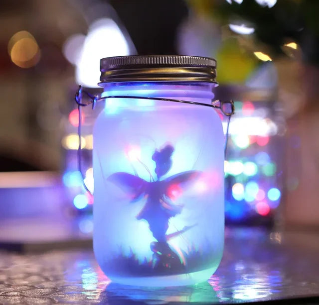 Skorter | Glass Fairy Lamp - Solar Mason Jar Lantern, IP65 Waterproof Outdoor Hanging Light