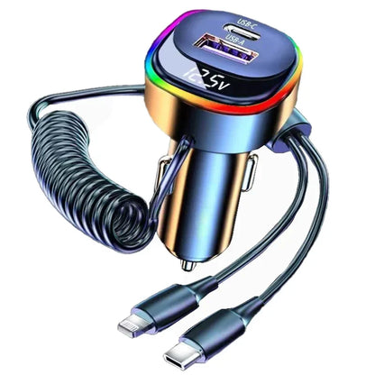 Skorter | 4-in-1 USB C Car Charger Super Fast Charging Phone Adapter with Cable