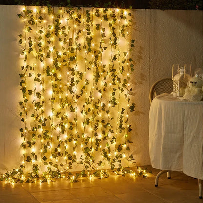 Skorter | Battery Operated Green Leaf Fairy Lights – LED Light Chains for Indoor and Outdoor Decor, Perfect Party and Garden Lighting