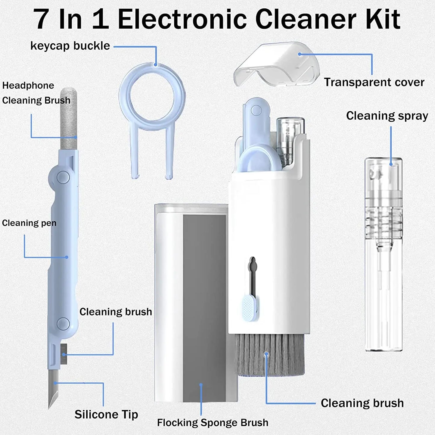 Skorter | 7-in-1 Computer Cleaning Kit - Keyboard Cleaner Earphone Pen, iPhone Tools