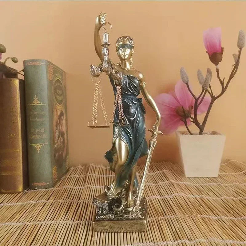 Skorter | ERMAKOVA European antique bronze Greek goddess of justice statue Fair Angels resin sculpture ornaments desktop home decoration gift
