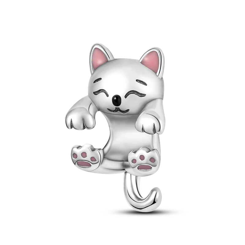 Skorter | 925 Silver Golden Leopard Charms Beads Colorful Chameleon Rhinoceros Lion Scarab Cat Pendant Compatible with Original Pandora Bracelet Jewelry