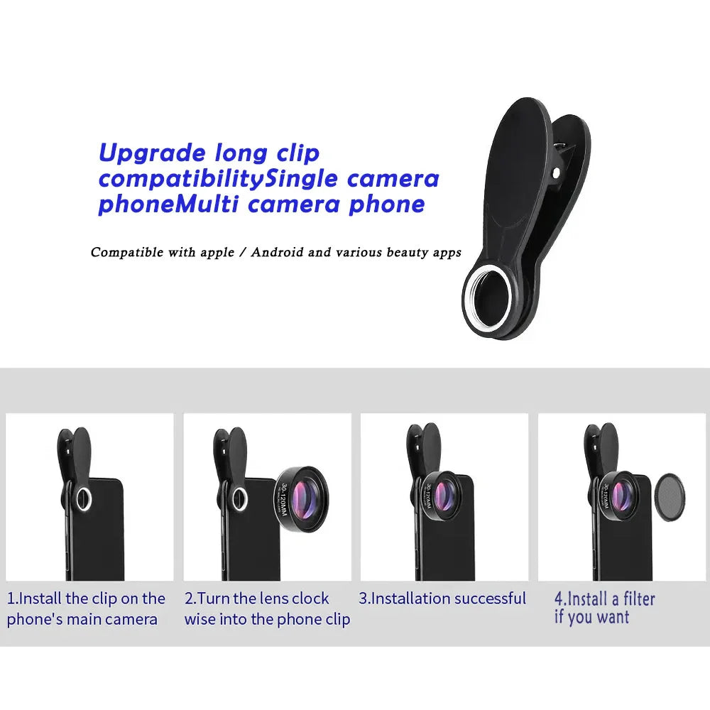 Skorter | 4K HD Phone Lens Macro Long-Distance, CPL, Star Filter