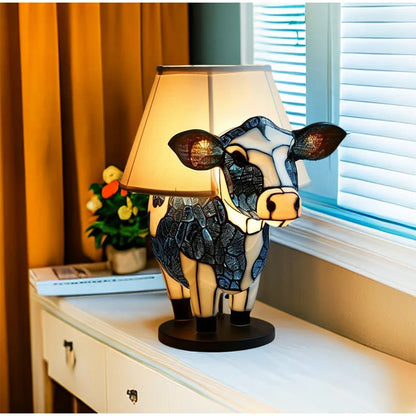 Skorter | 15cm Animal Resin Table Lamp with Stained Glass – Mermaid, Owl, Sea Turtle Design for Home Decor