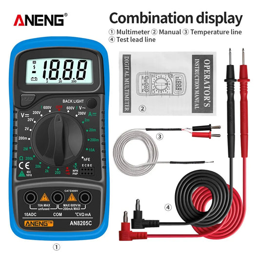 Skorter | AN8205C Digital Multimeter - AC/DC Ammeter Volt Ohm Tester