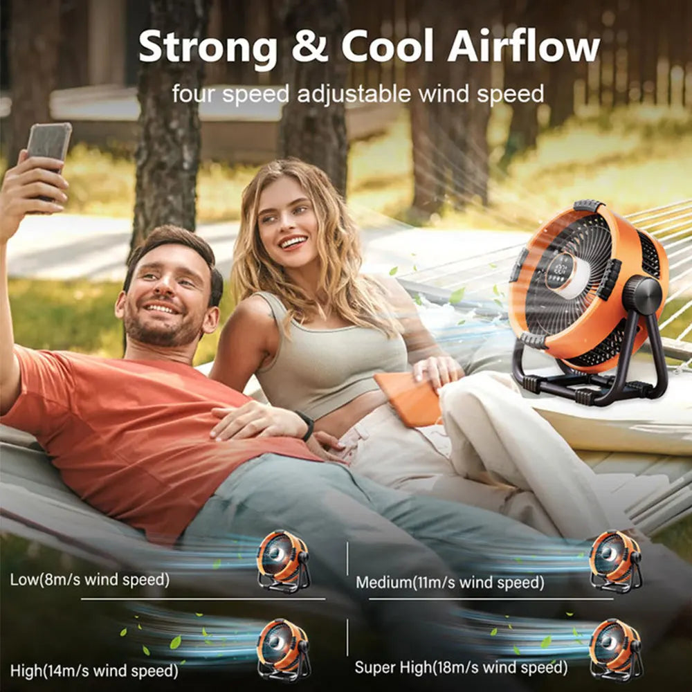 Skorter | Camping Fan with 20000mAh Battery, LED Light & Remote Control – WindMate