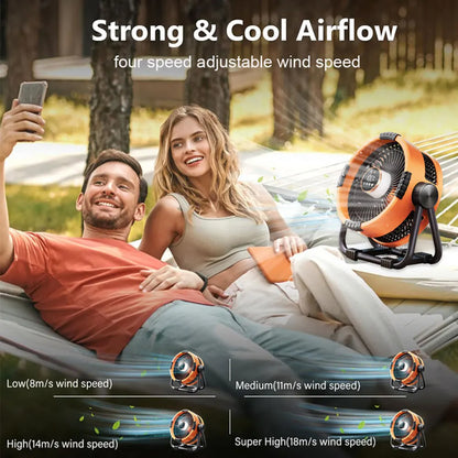 Skorter | Camping Fan with 20000mAh Battery, LED Light & Remote Control – WindMate