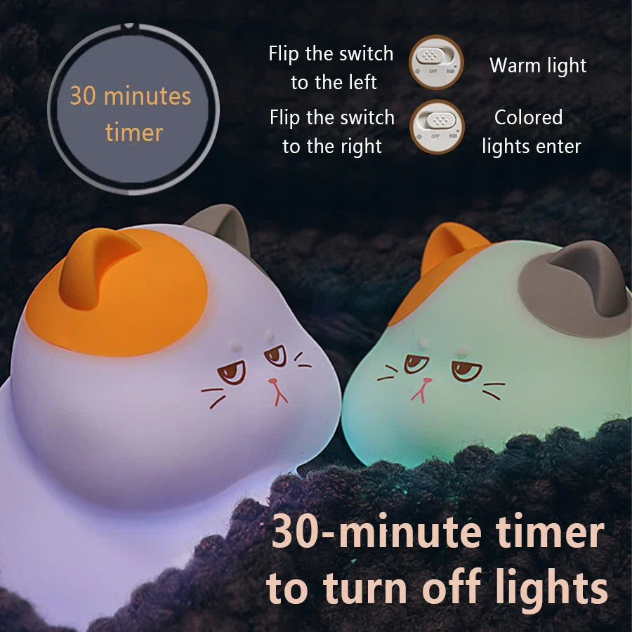 Skorter | Gluttonous Cat Night Light - Fun Silicone Clap Lamp