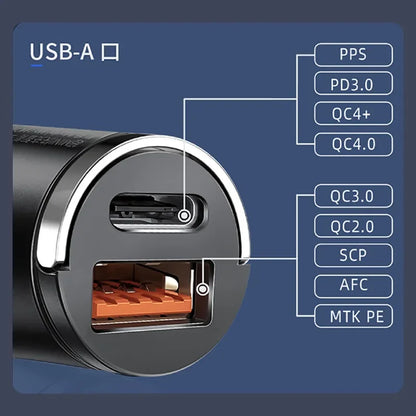 Skorter | 100W Car Charger PD Fast Charging/QC3.0, USB Type C for iPhone