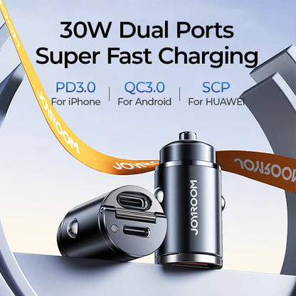 Skorter | 30W Pull Ring Car Charger - USB Type-C Dual Fast Charging Ports