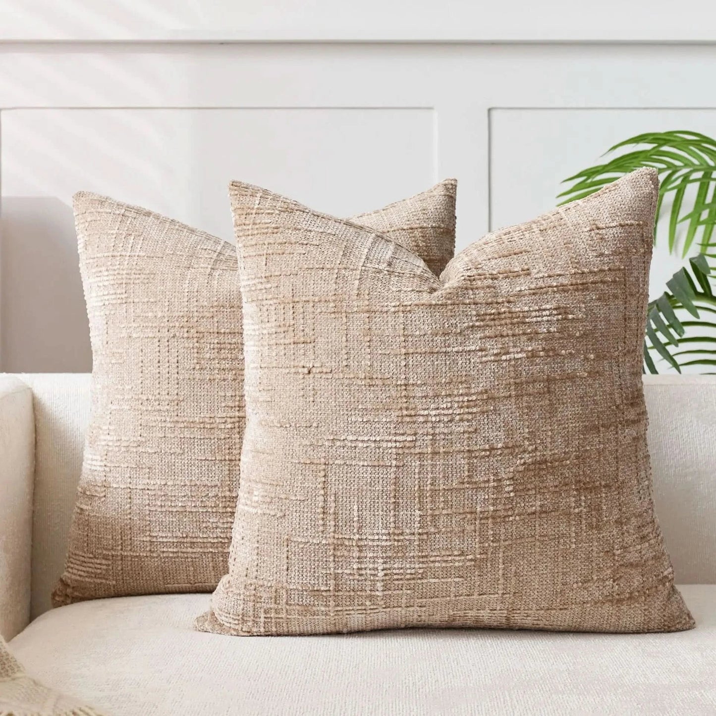 Skorter | Chenille Throw Pillow Cover Bamboo Texture Solid Color