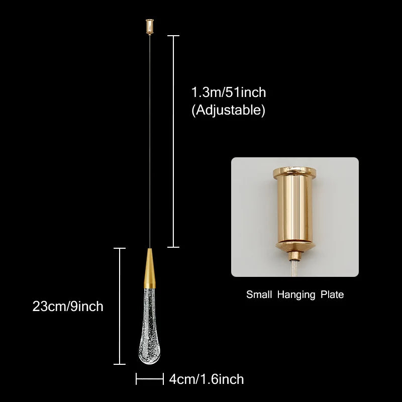 Skorter | Crystal LED Pendant Lights: Perfect for Bedroom, Dining Room, Bar - Water Drop Chandelier, Stair Lamp for Interior Decoration