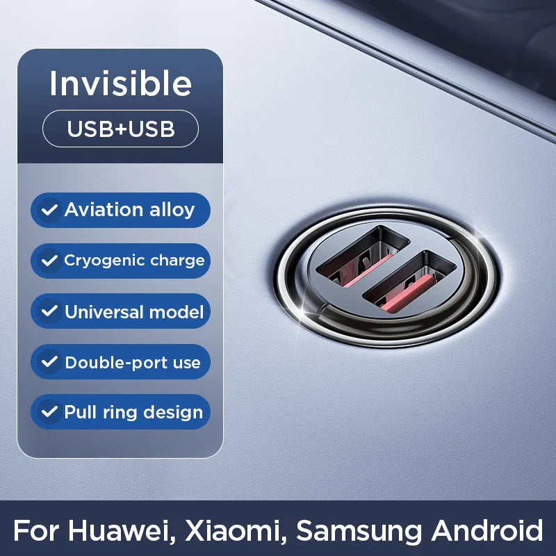 Skorter | 30W Pull Ring Car Charger - USB Type-C Dual Fast Charging Ports
