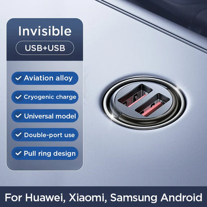 Skorter | 30W Pull Ring Car Charger - USB Type-C Dual Fast Charging Ports