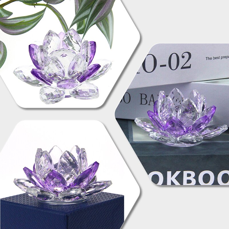 Skorter | Crystal Lotus Flower Craft Glass Paperweight Home Decoration Ornaments Figures Home Wedding Party Decor Gifts Souvenir