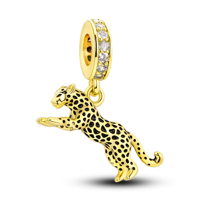 Skorter | 925 Silver Golden Leopard Charms Beads Colorful Chameleon Rhinoceros Lion Scarab Cat Pendant Compatible with Original Pandora Bracelet Jewelry